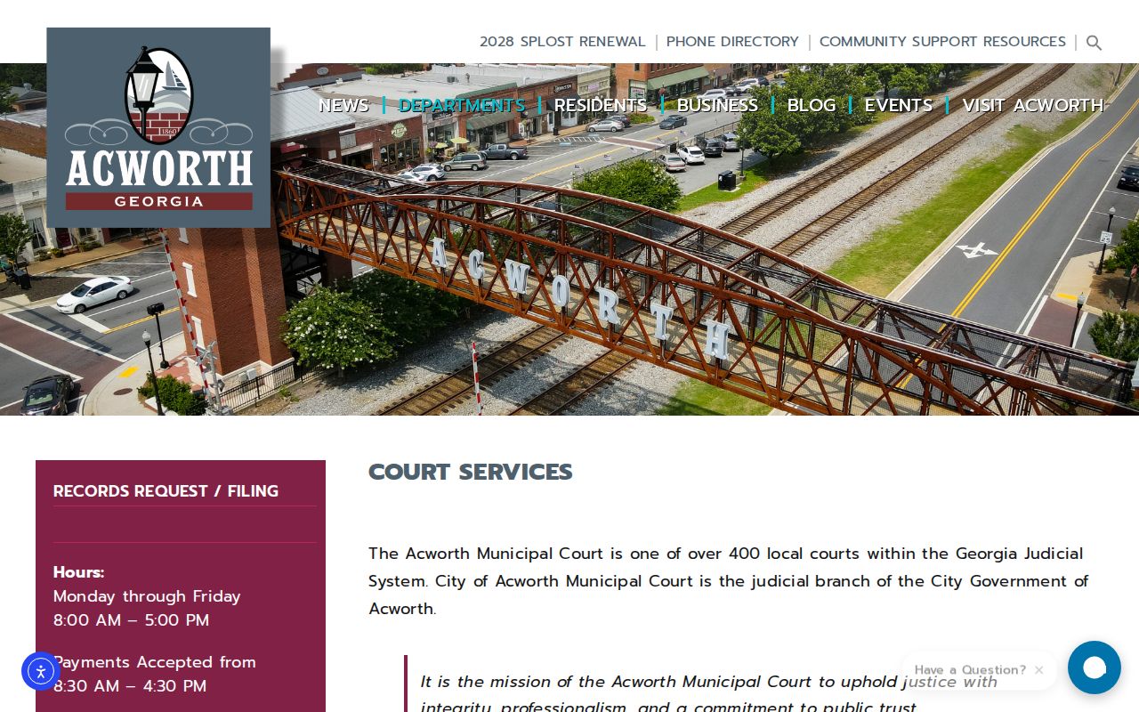 Acworth Cobb County court docket Court Services information page
