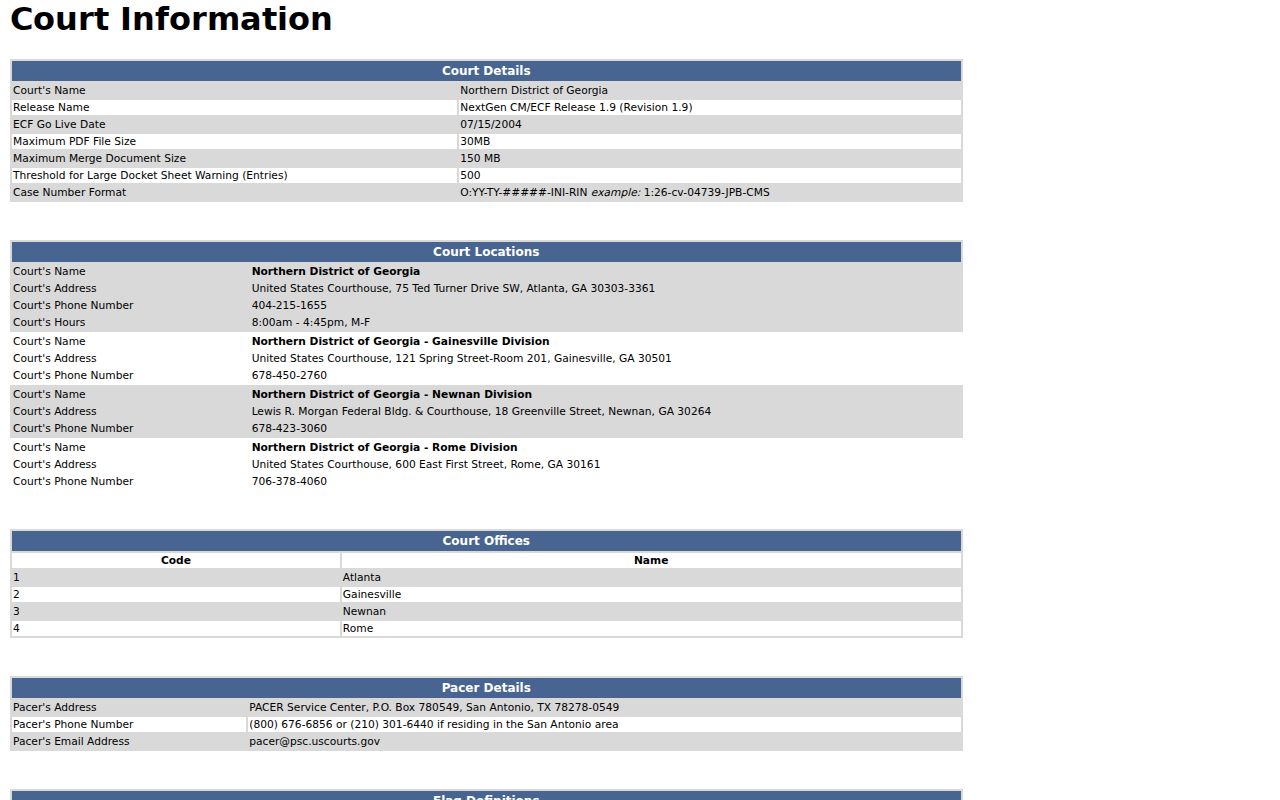 Cobb County case lookup Northern District federal CM/ECF information