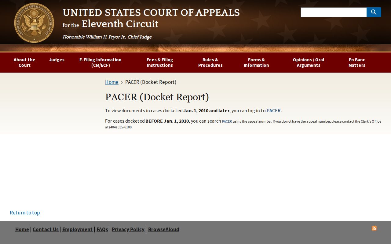 Cobb County court record search Eleventh Circuit PACER