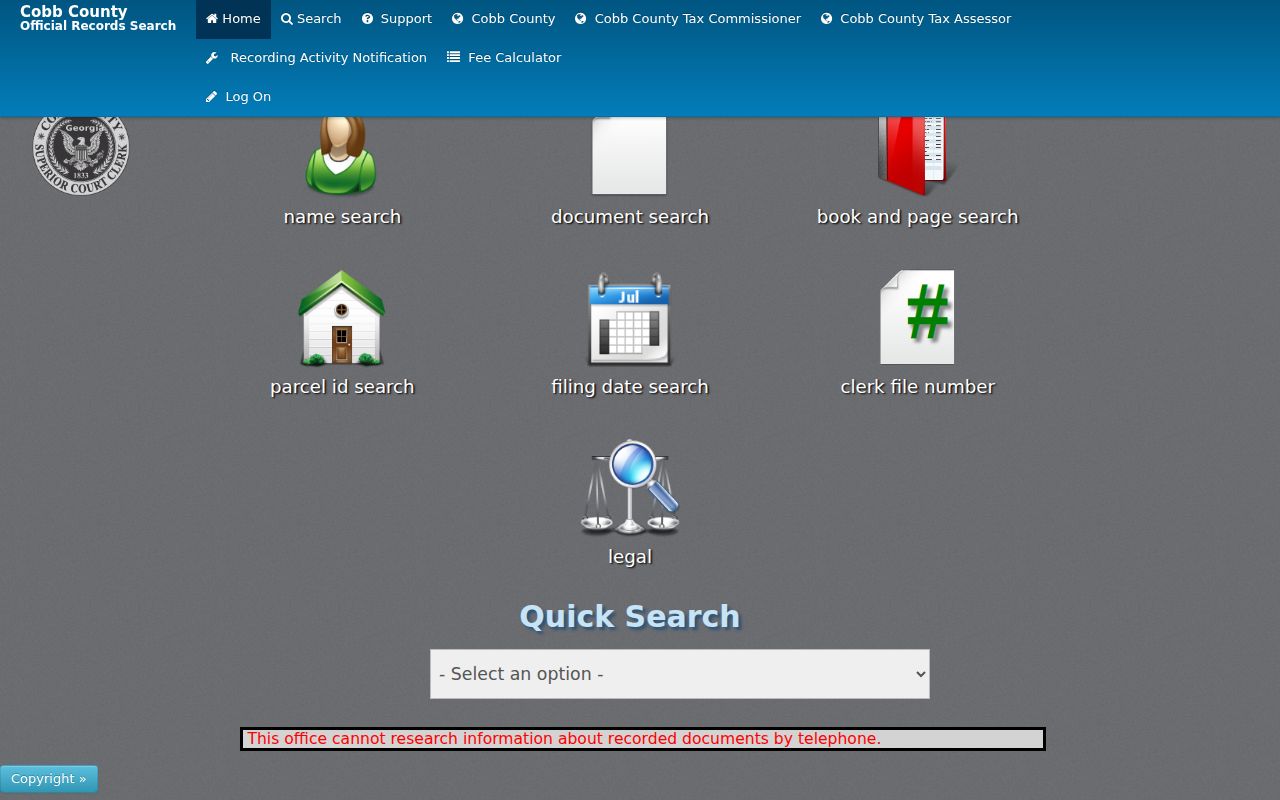 Cobb County court record search Landmark land records