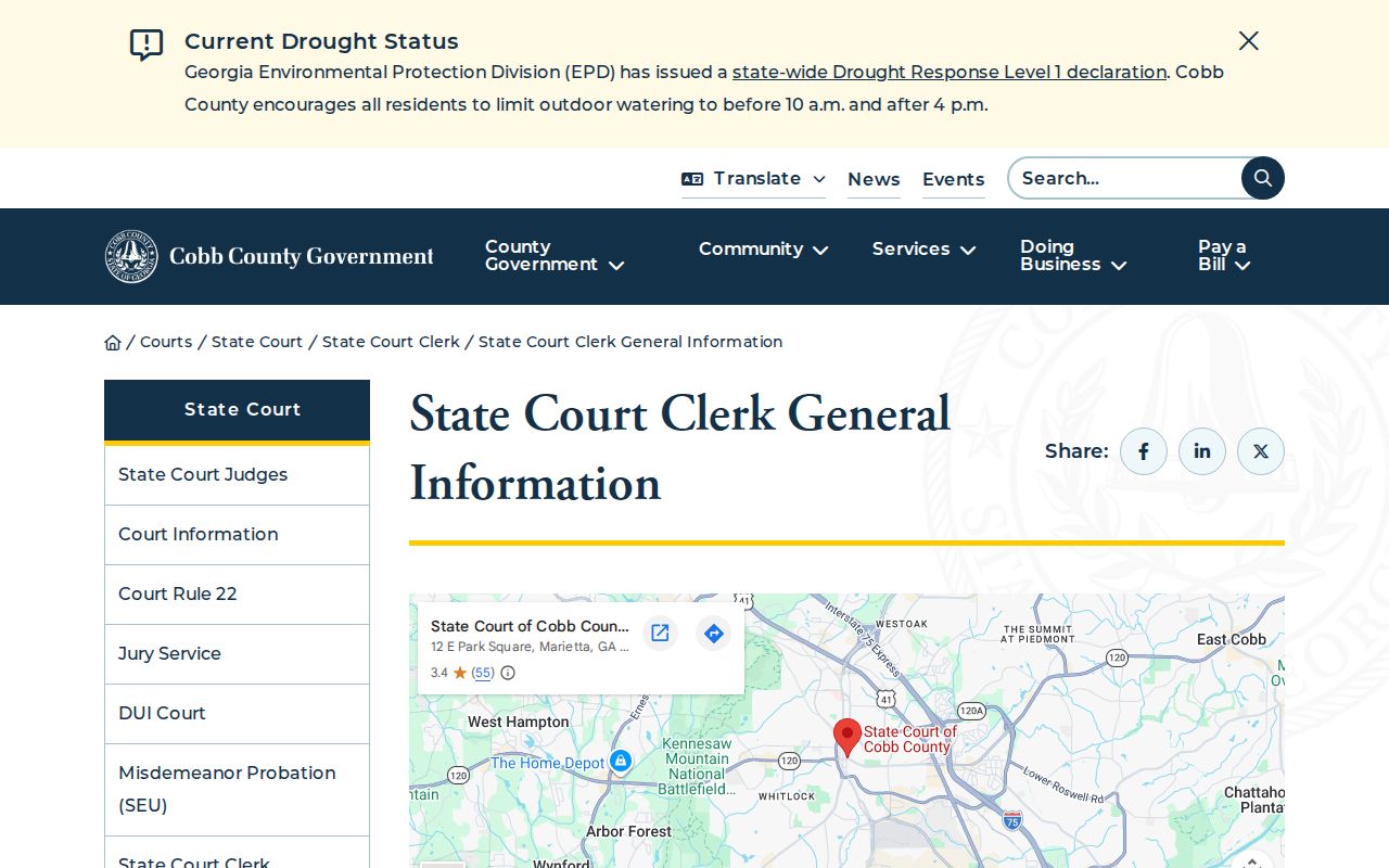 Cobb County criminal docket State Court Clerk information