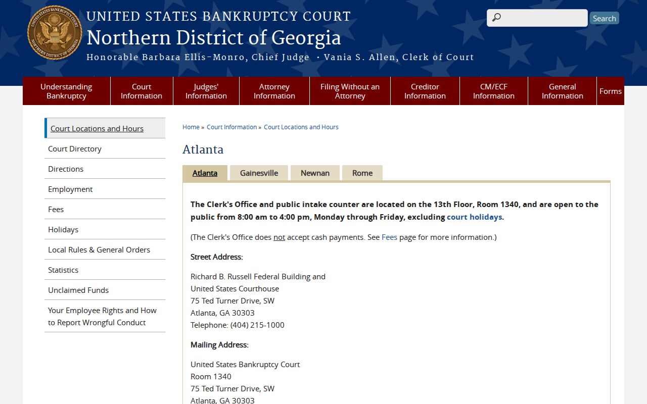 Cobb County bankruptcy docket access through the Atlanta division