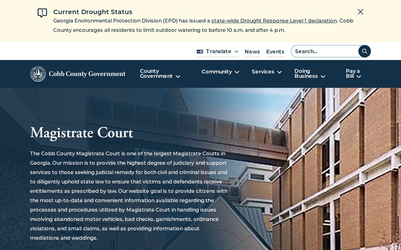 Cobb County Magistrate Court docket and record access