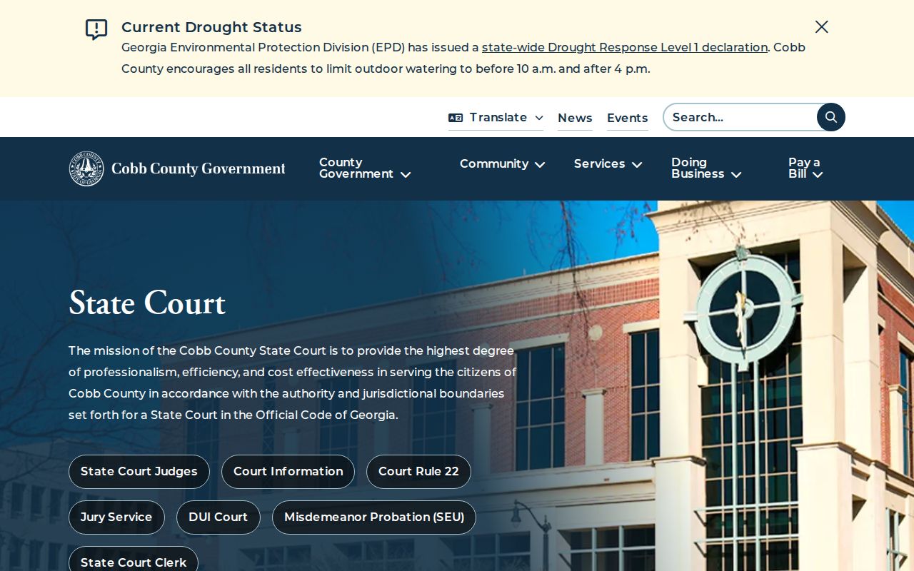 Cobb County State Court docket and clerk routing overview